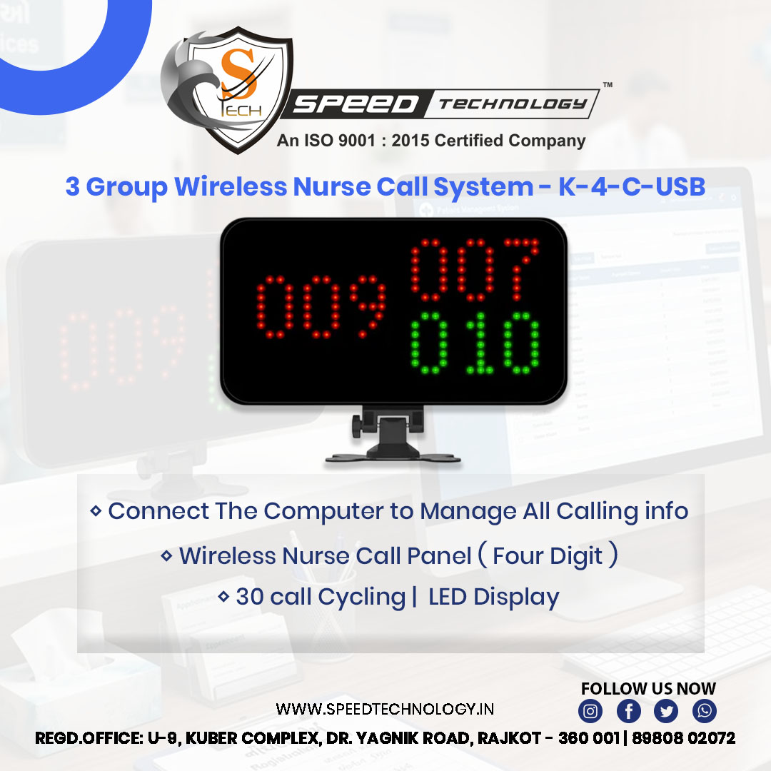 4 DIGIT LED WIRELESS NURSE CALL PANEL - 3 GROUP ( K-4-C-USB )