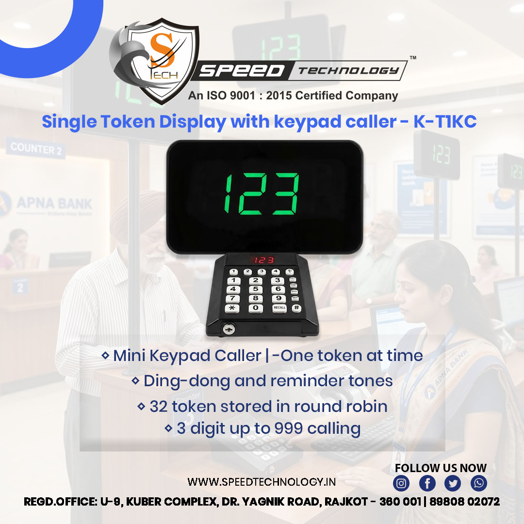SINGLE TOKEN DISPLAY WITH KEYPAD CALLER ( K-T1KC )