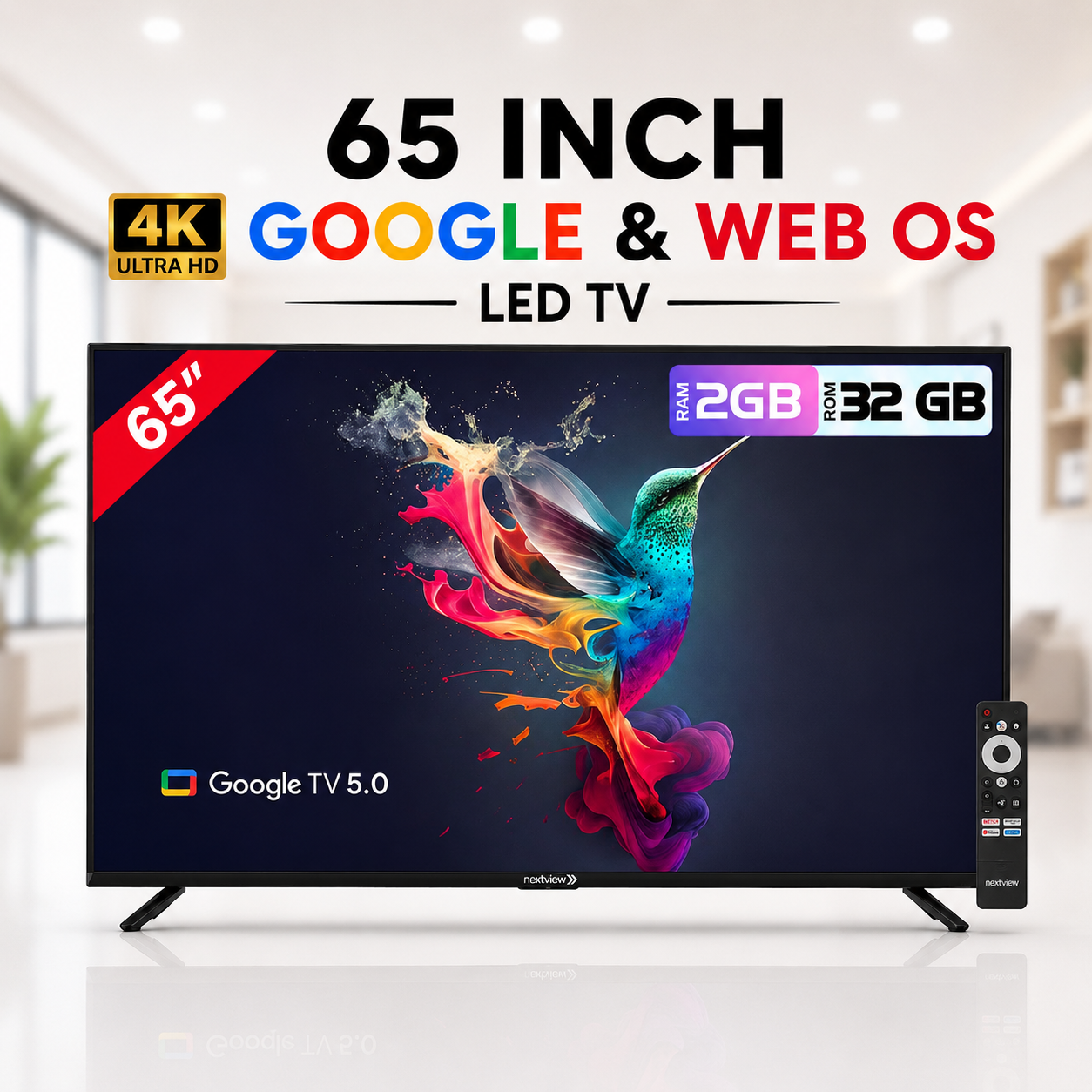 65' 4K GOOGLE & WEB OS LED TV